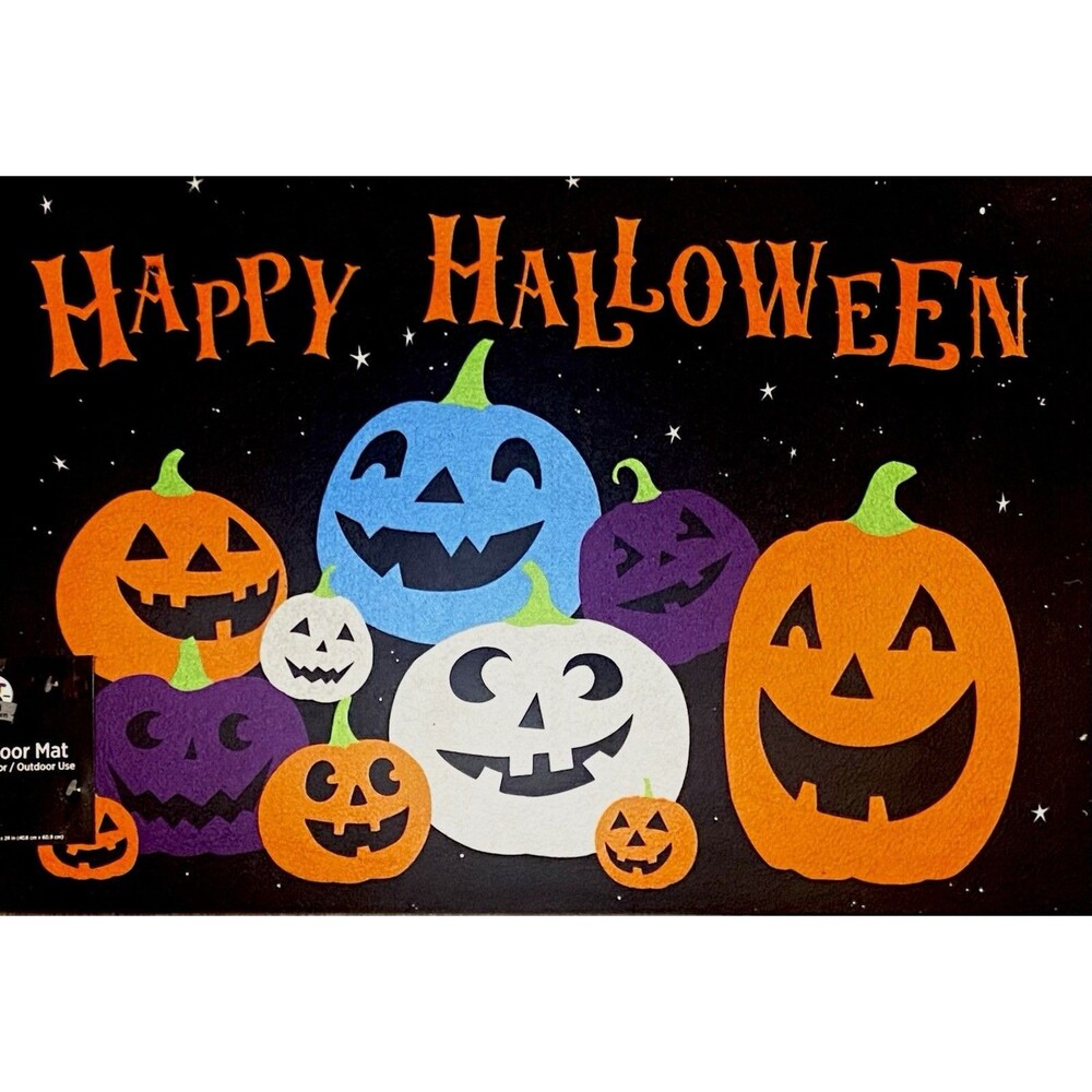 Set of 2 Halloween Doormats – “The Witch Is In” & “Happy Halloween” Pumpkins